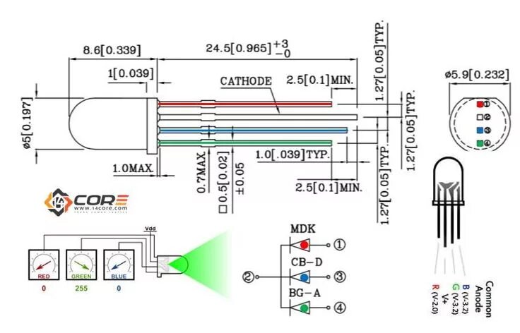 Принципиальная схема подключения 3 цветного светодиода RGB LED Tutorial: Control Colors with Arduino