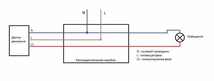 Принципиальная схема подключения датчиков Схема подключения и настройки датчика движения на освещение Датчик движения, Эле