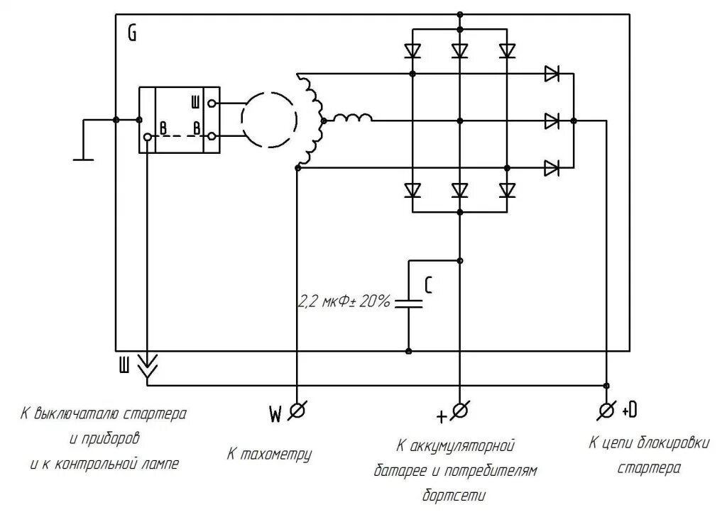 Принципиальная схема подключения генератора Автомобильные генераторы характеристики и схема генератора