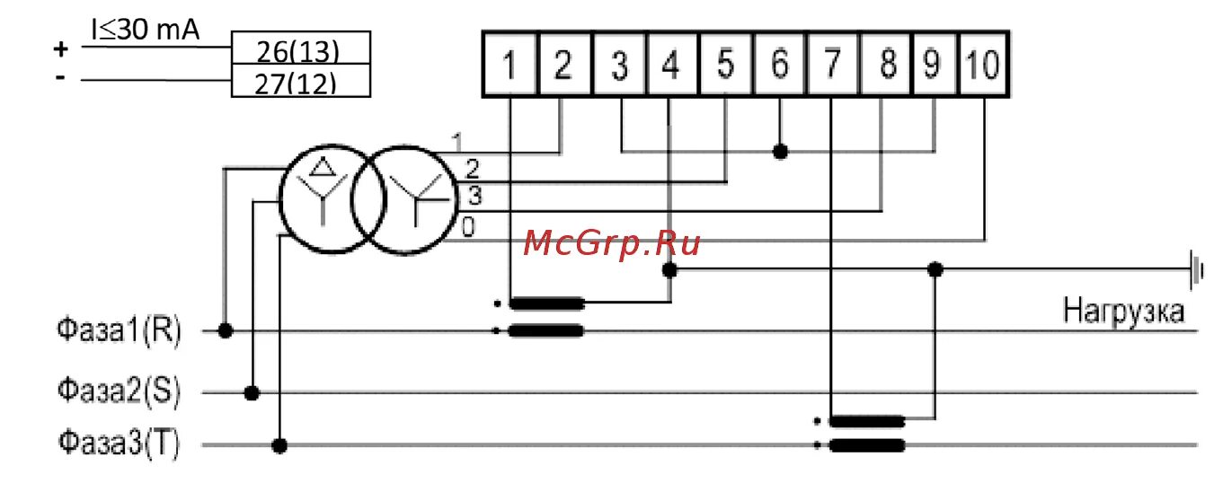 Принципиальная схема подключения счетчика Энергомера 91913 СЕ 300 R31 146-J 1т. 3ф 5-100А 230/400В Руководство по эксплуат