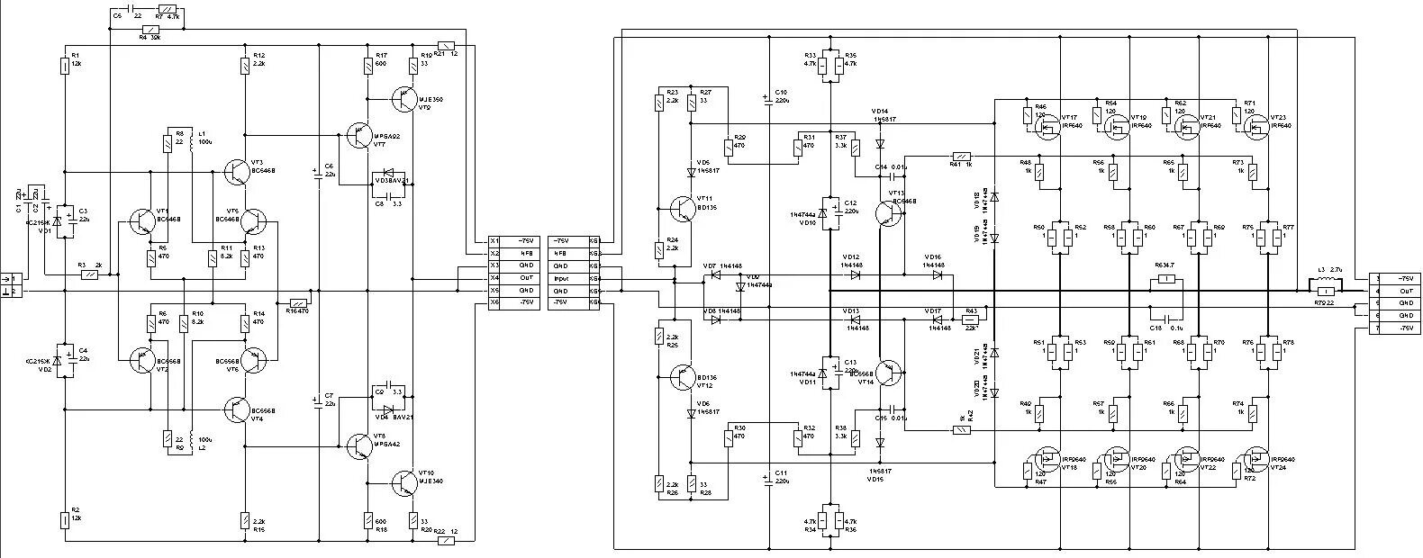 Принципиальная схема усилителя etx 18sp eu sab Профессиональный УМЗЧ своими руками (упрощенный ВП) - Страница 40 - Усилители мо