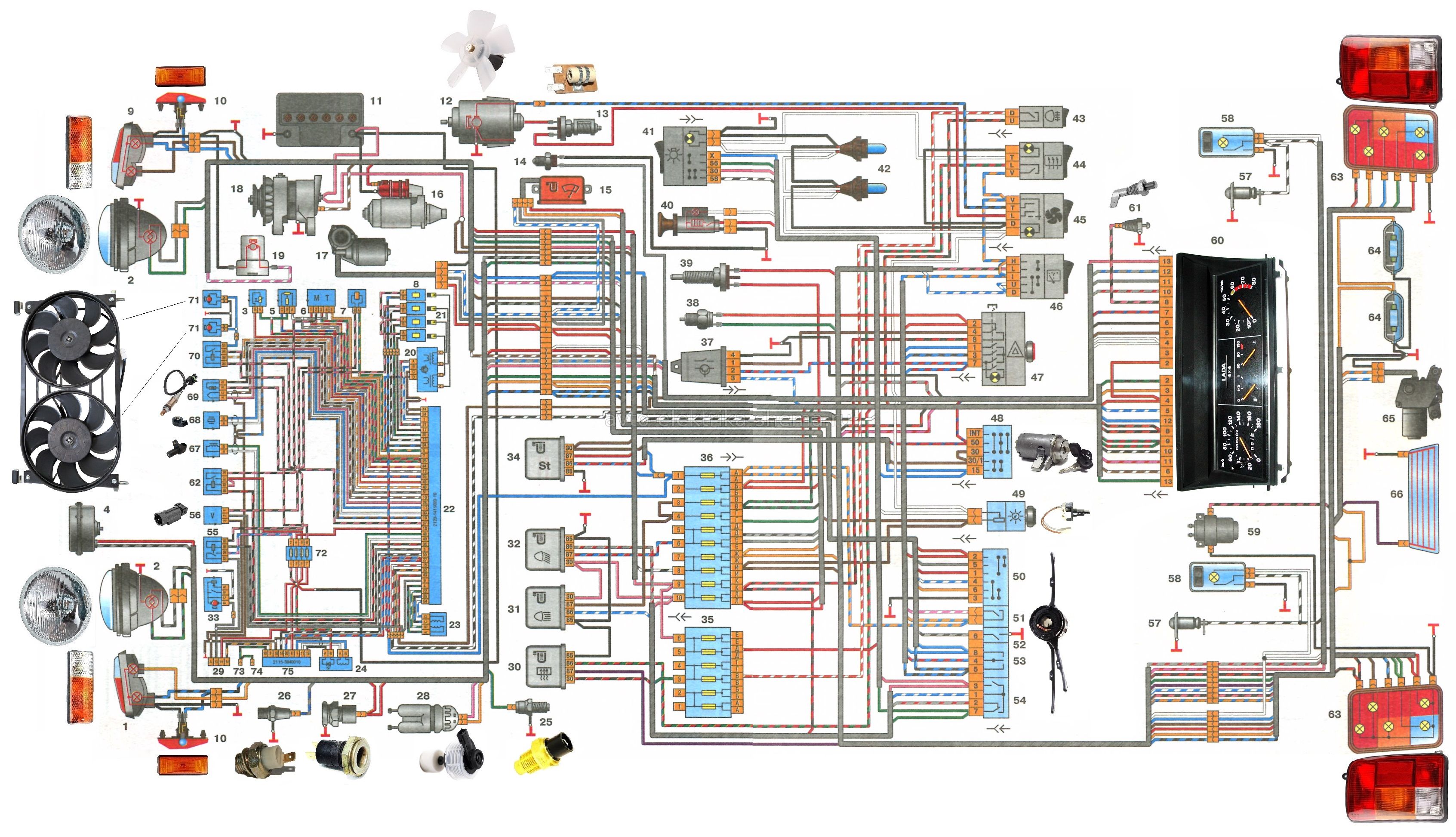Принципиально электрические схемы автомобилей Схема Электрооборудования автомобилей ВАЗ-2121, ВАЗ-21213, ВАЗ-21214