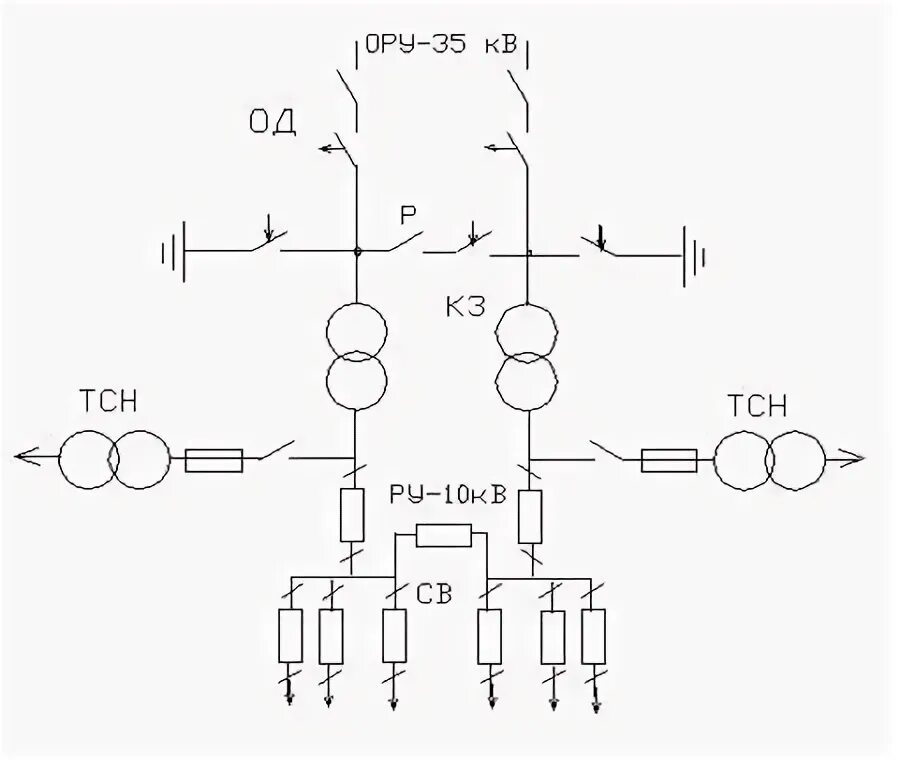 Принципиальные электрические схемы 35 кв Проектирование трансформаторной подстанции 35/10 кВ. Курсовая работа (т). Технол