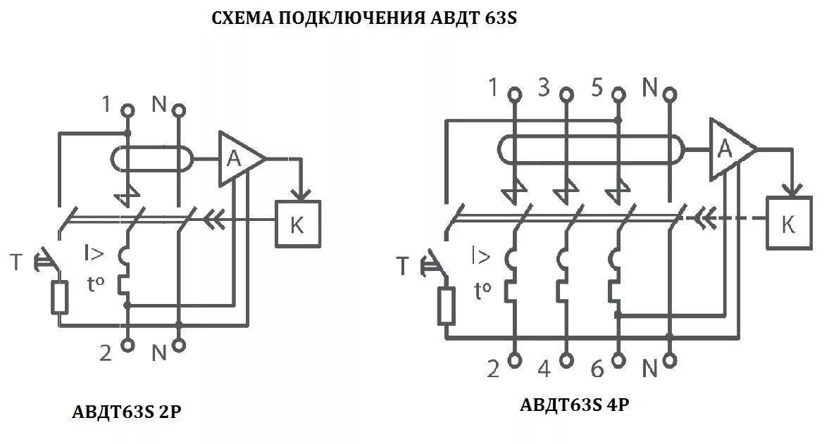 Принципиальные электрические схемы автоматических выключателей Автоматический Выключатель АВДТ 63S 4P C32 100мА TDM