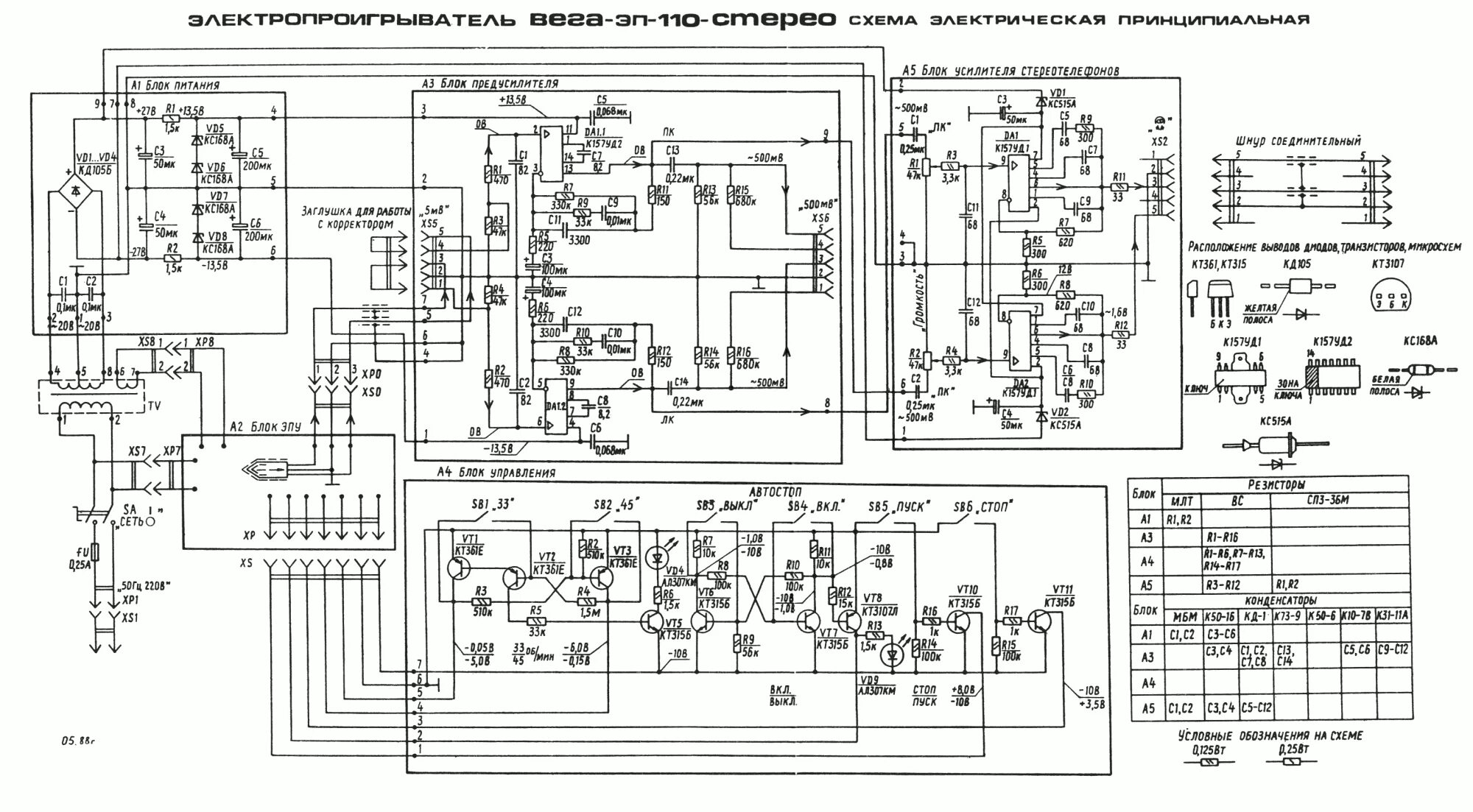 Принципиальные электрические схемы электрофонов Виниловый проигрыватель "Вега ЭП-110" / Habr