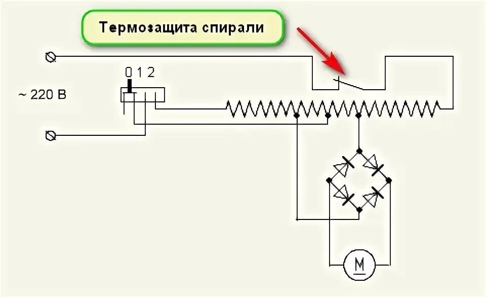 Принципиальные электрические схемы фенов Ответы Mail.ru: Моторчик строительного фена