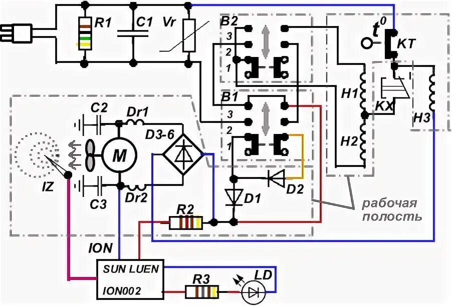 Принципиальные электрические схемы фенов Ремонт строительного фена своими руками