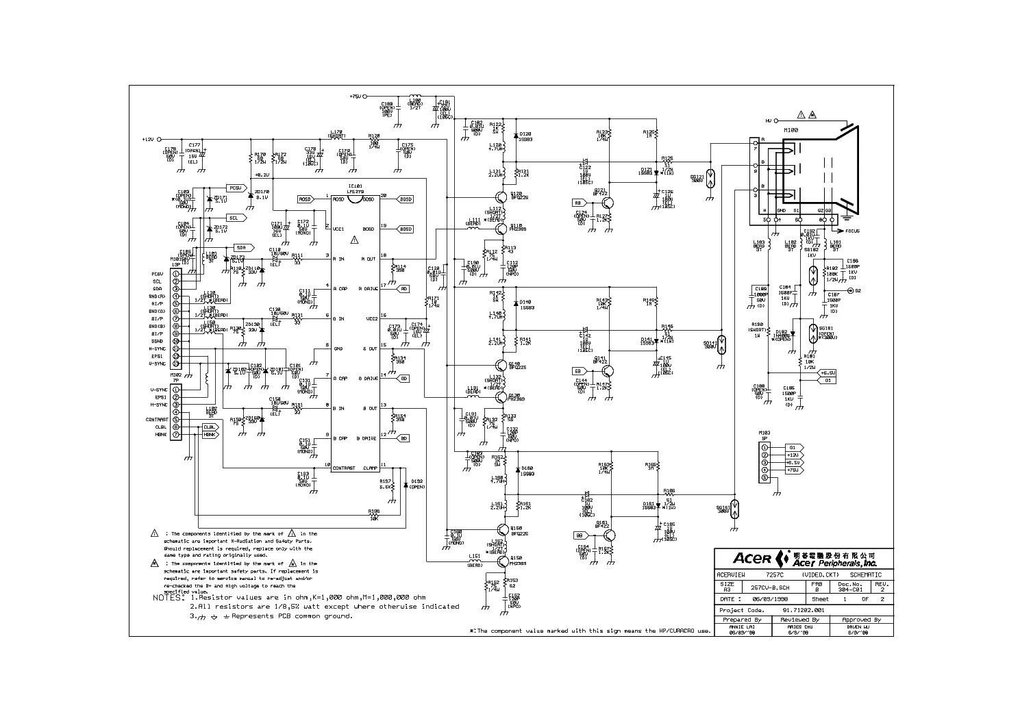 Принципиальные электрические схемы мониторов ACER X213H LCD MONITOR Service Manual download, schematics, eeprom, repair info 