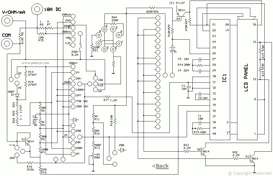 Принципиальные электрические схемы мультиметров es - ICL7107 DT-830b Pinout