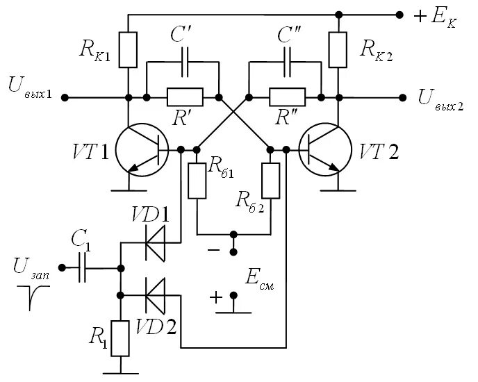 Принципиальные электрические схемы на транзисторах Запуск транзисторных триггеров