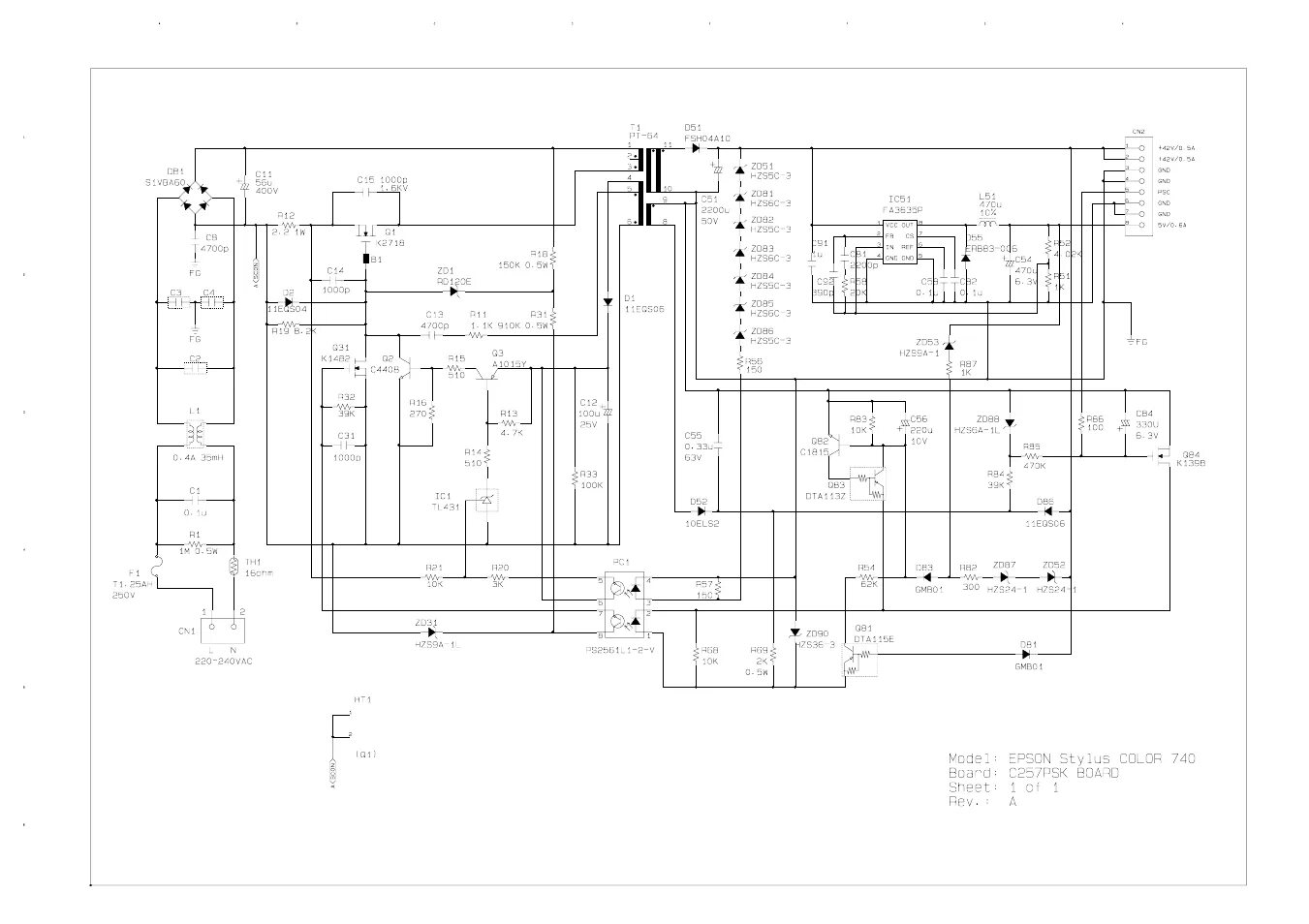 Принципиальные электрические схемы принтера C257psk circuit diagram Epson 440 User Manual Page 212 / 212