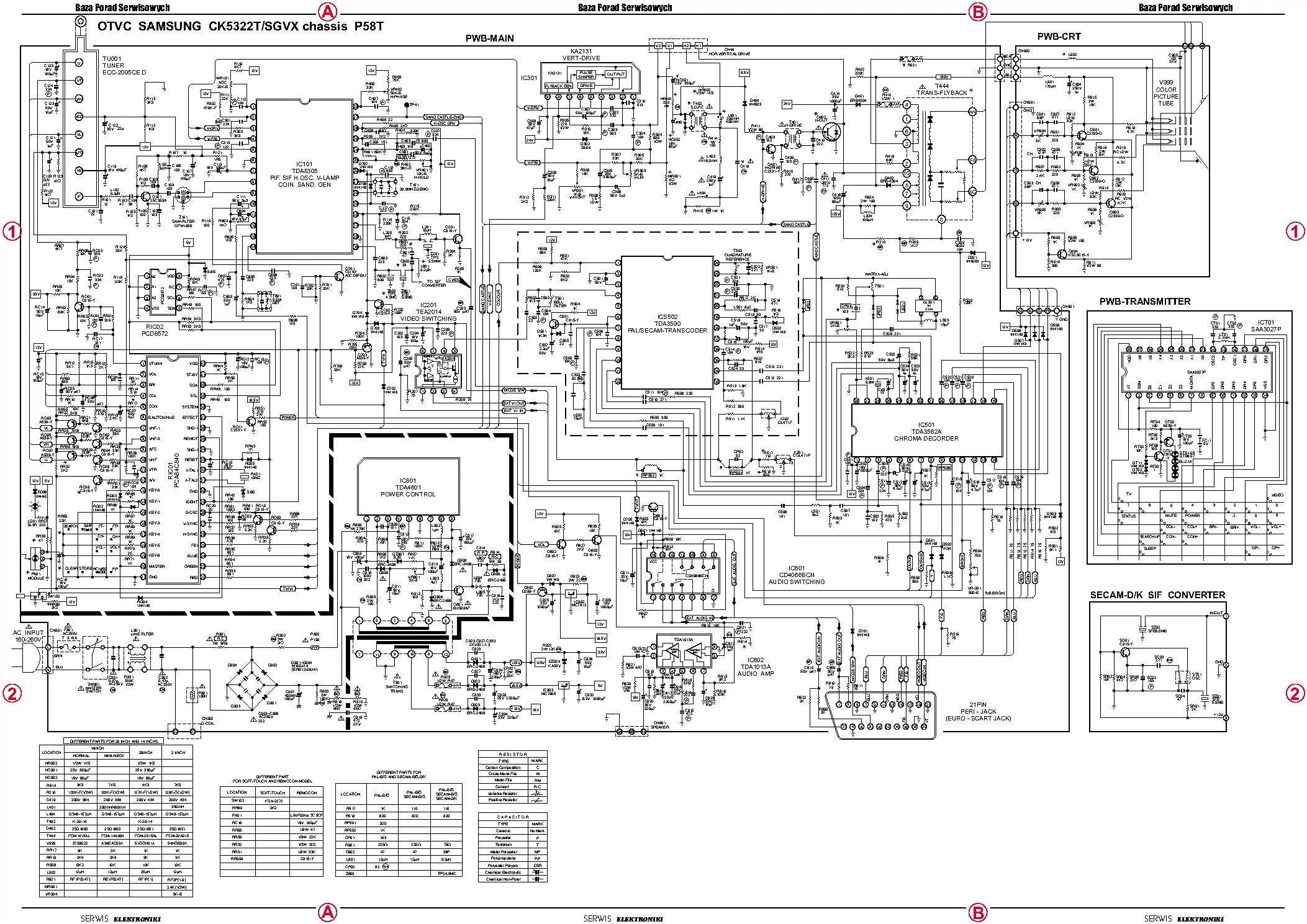Принципиальные электрические схемы samsung SAMSUNG CK5322T CHASSIS TP58T SCH Service Manual download, schematics, eeprom, r
