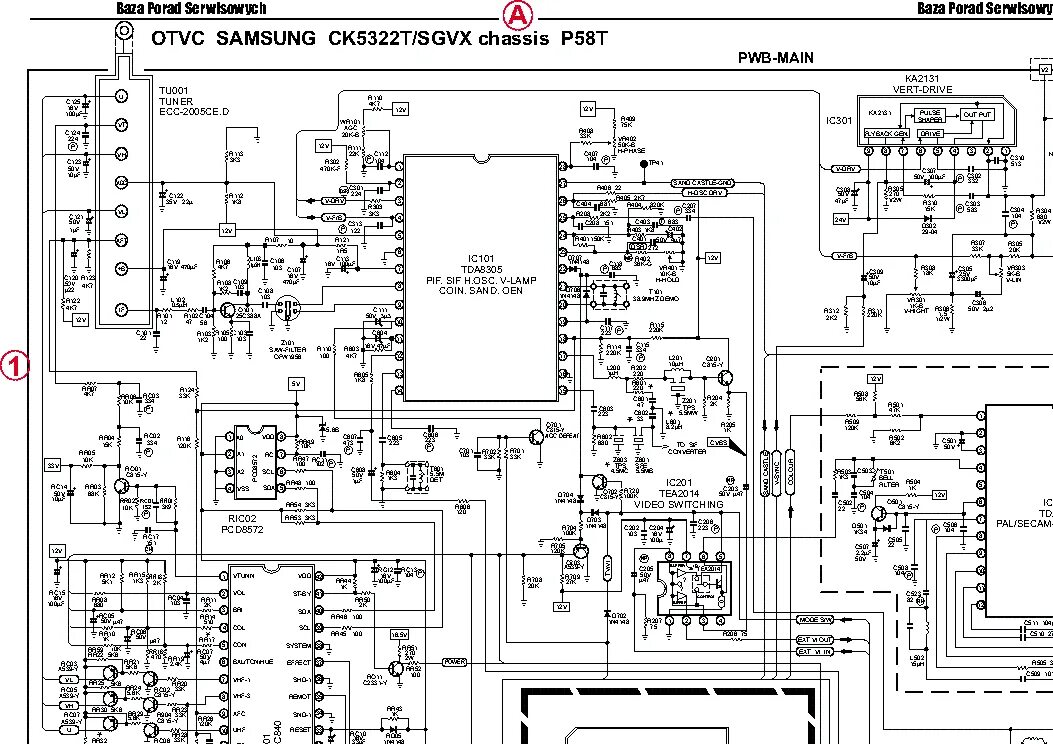 Принципиальные электрические схемы samsung SAMSUNG CK5322T CHASSIS TP58T SCH Service Manual download, schematics, eeprom, r