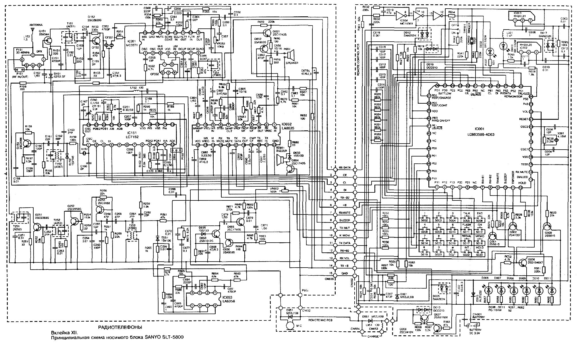 Принципиальные электрические схемы телефонов Russian HamRadio - Радиотелефоны. Приложение 3 - принципиальные схемы PANASONIC,