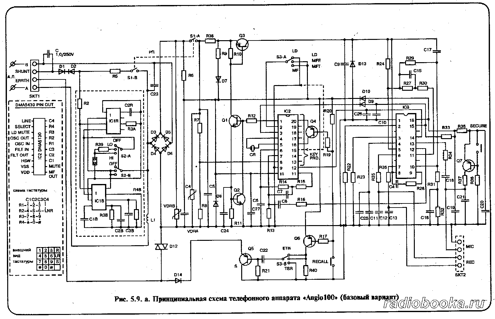Принципиальные электрические схемы телефонов TA "Anglo 100"
