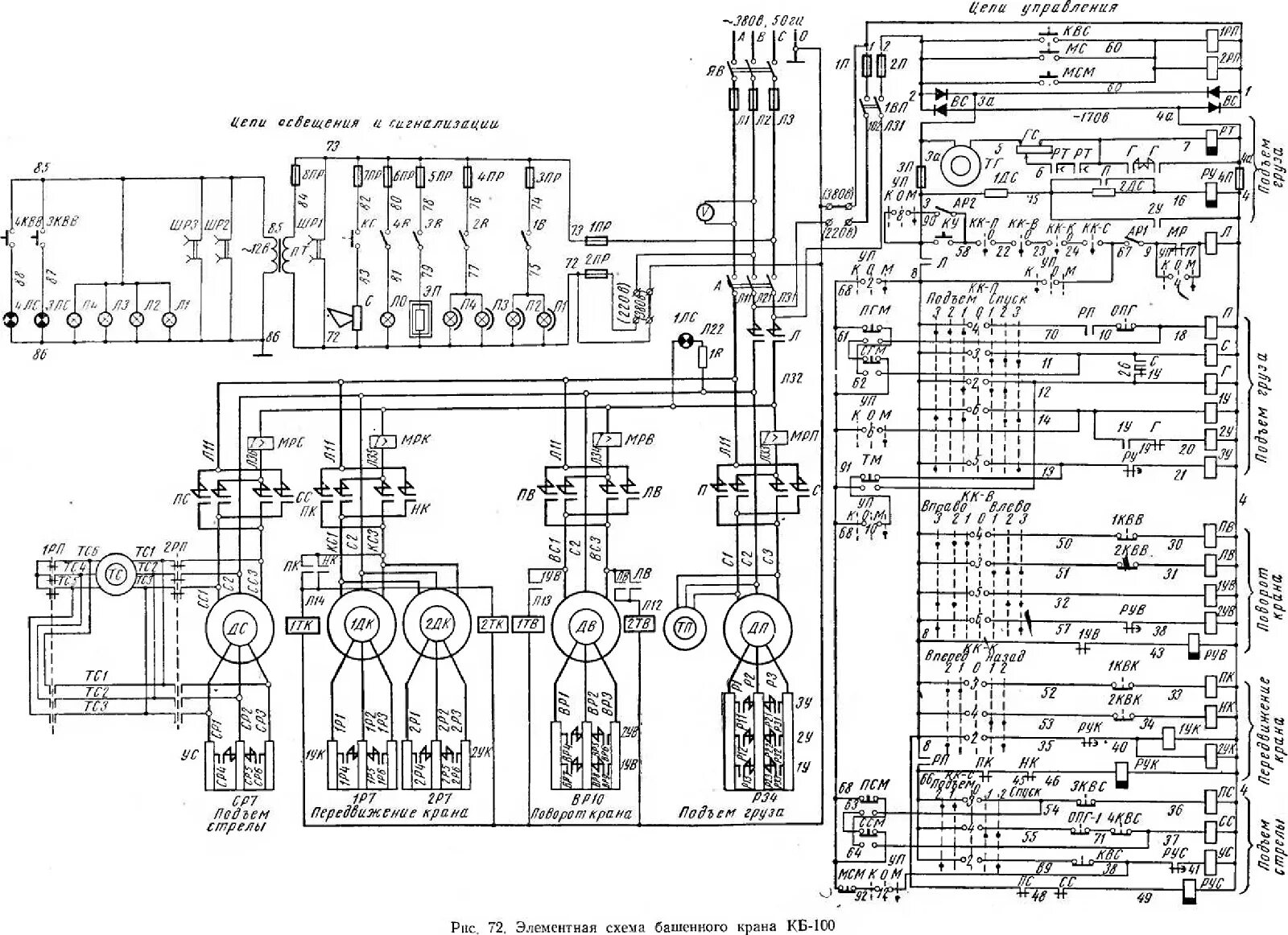 Принципиальные электрические схемы управление кранов Схема блок крана