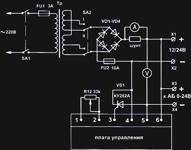 Принципиальные электрические схемы вса 5к Автоматическое зарядное устройство для автомобильных аккумуляторов Принципиальна