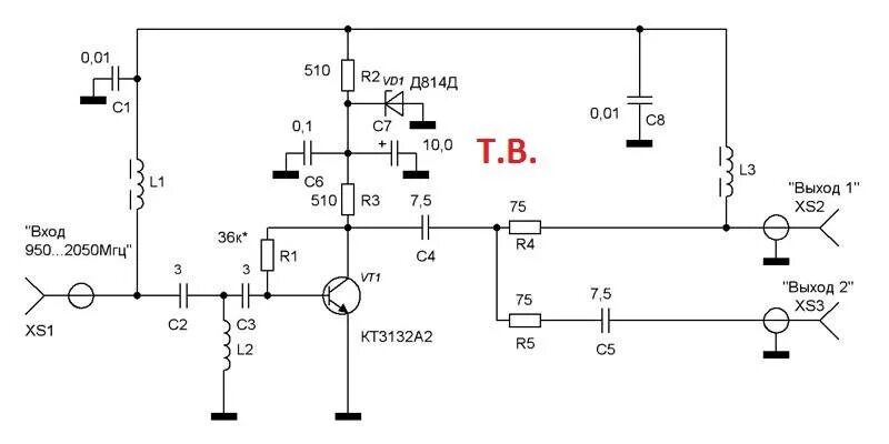 Принципиальные схемы антенных усилителей Антенный усилитель для телевизора: схема устройства