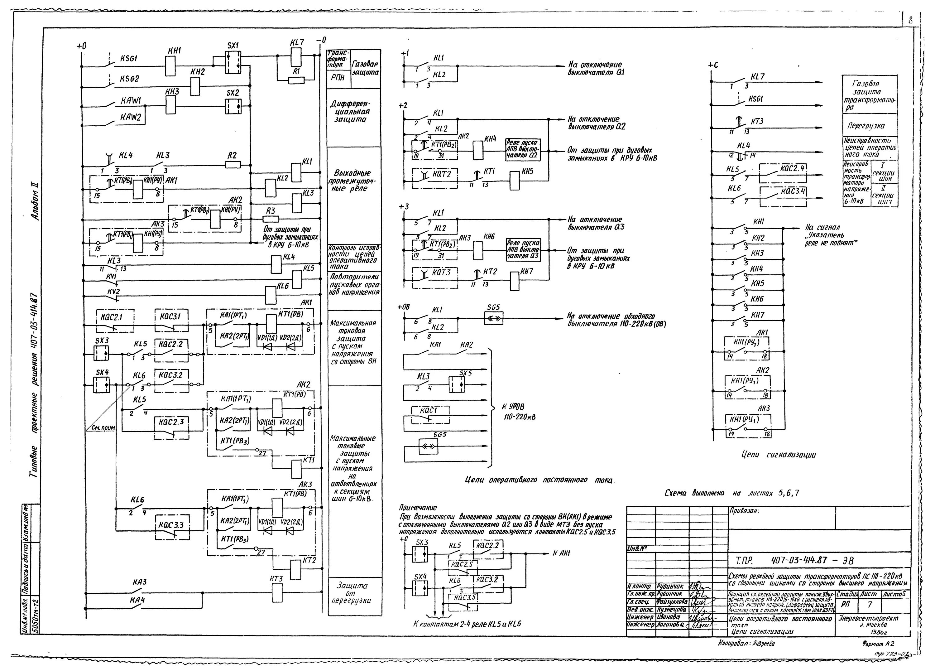 Принципиальных электрических схем рза для якно Скачать Типовые проектные решения 407-03-414.87 Альбом II. Чертежи