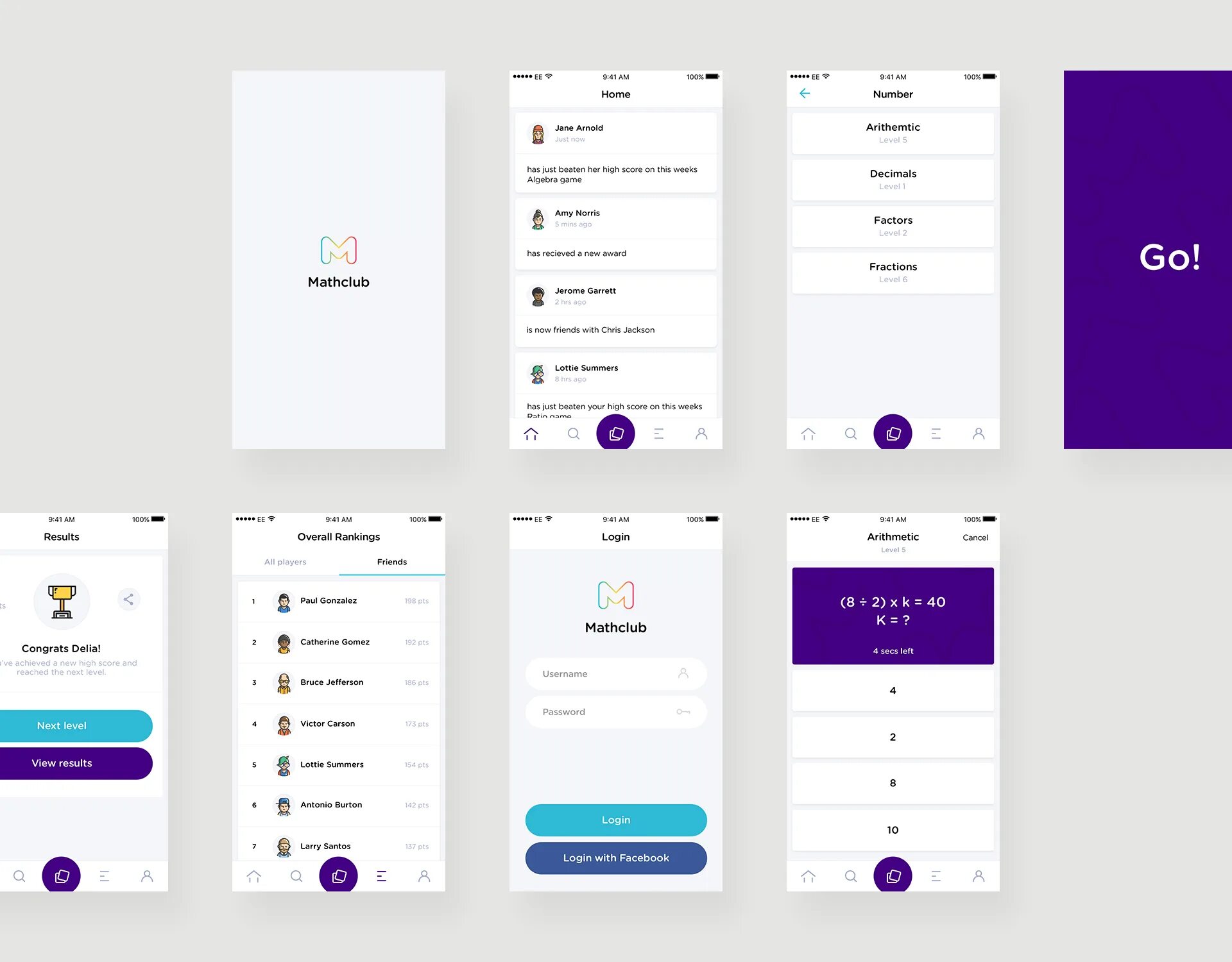 Принципы современного дизайна Mathclub App Design :: Behance