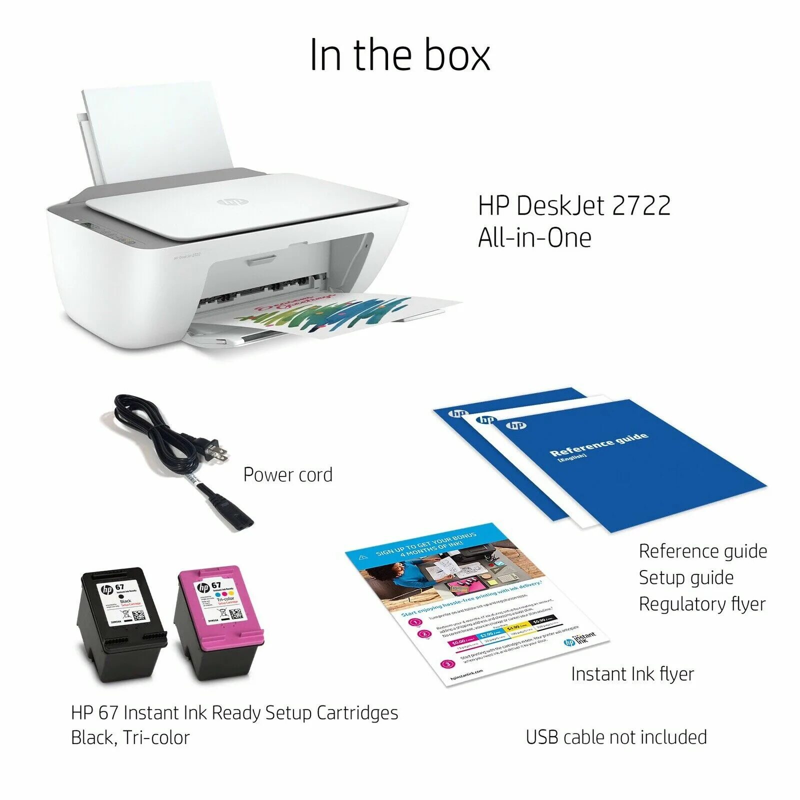 Принтер deskjet 2700 как подключить Принтеры к компьютеру HP 2722 Wireless Printer Copy Scan WiFi-Bluetooth, + Free 