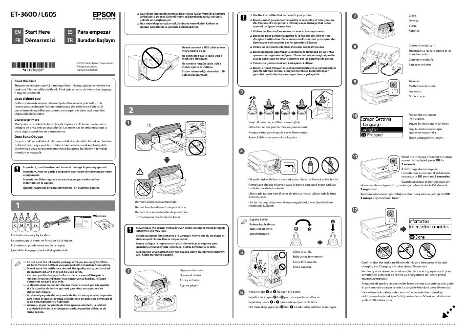 Принтер epson 3256 как подключить Epson L605 User Manual 4 pages