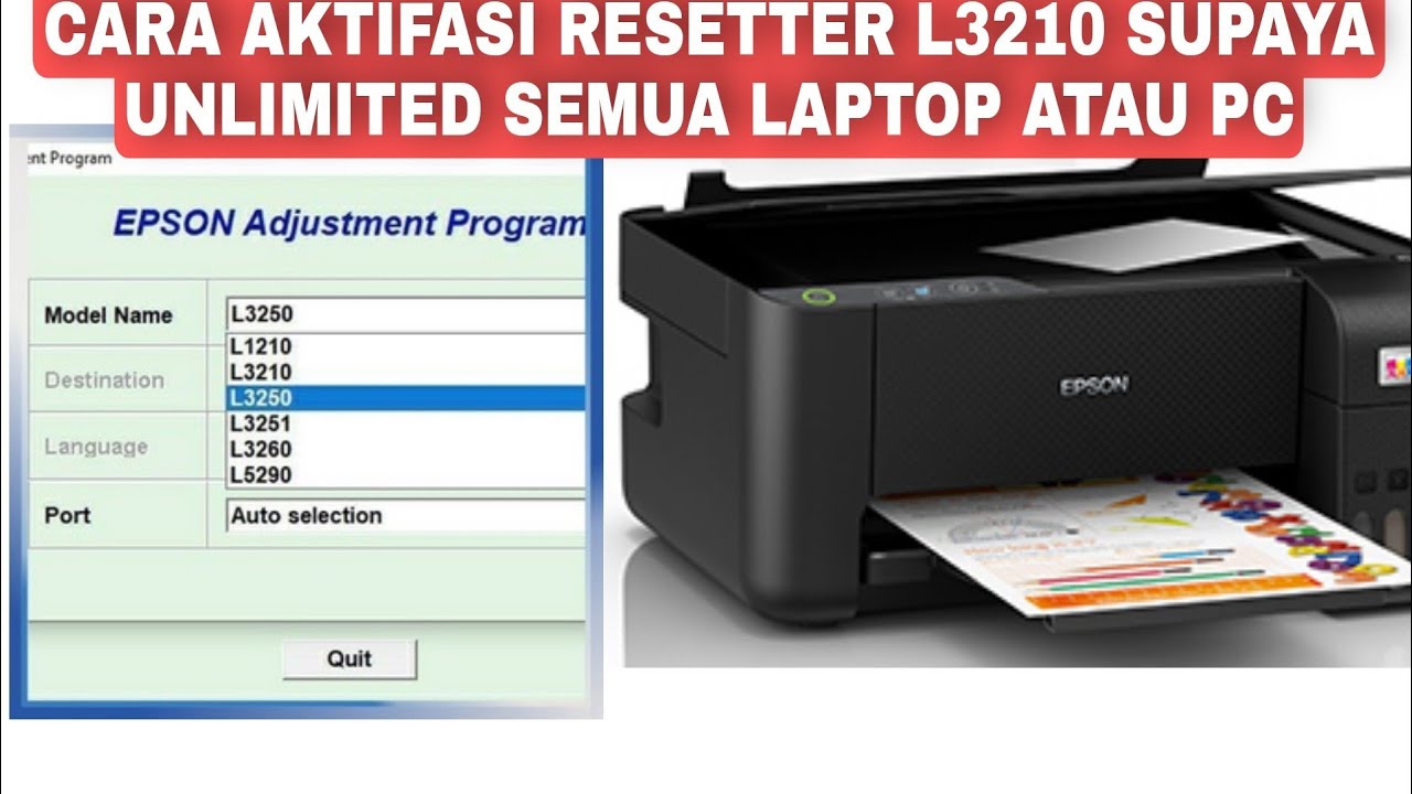 Принтер epson l3250 как подключить к ноутбуку CARA REGISTRASI RESETTER EPSON L3210 L1210, L3251 SUPAYA FULL UNLIMITED SEMUA PC