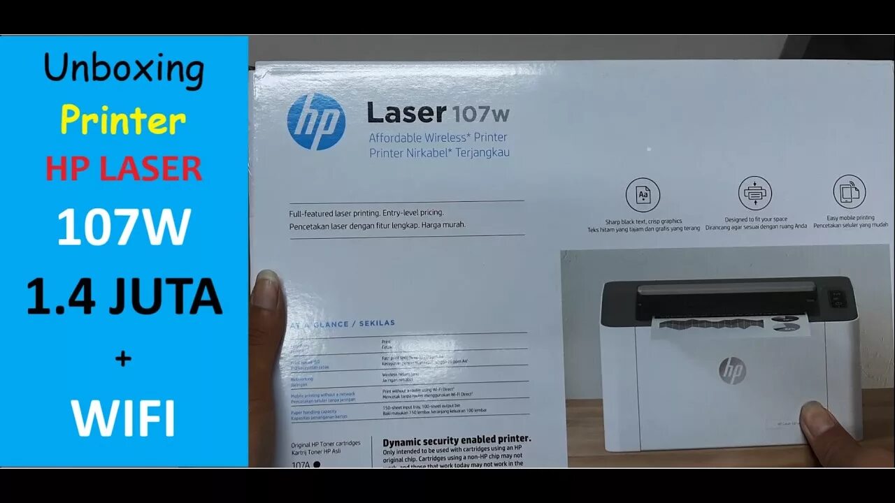 Принтер hp laser 107w как подключить wifi Unboxing Printer Laser HP PRO 107W-Printer Wi-Fi Branded Murah - YouTube