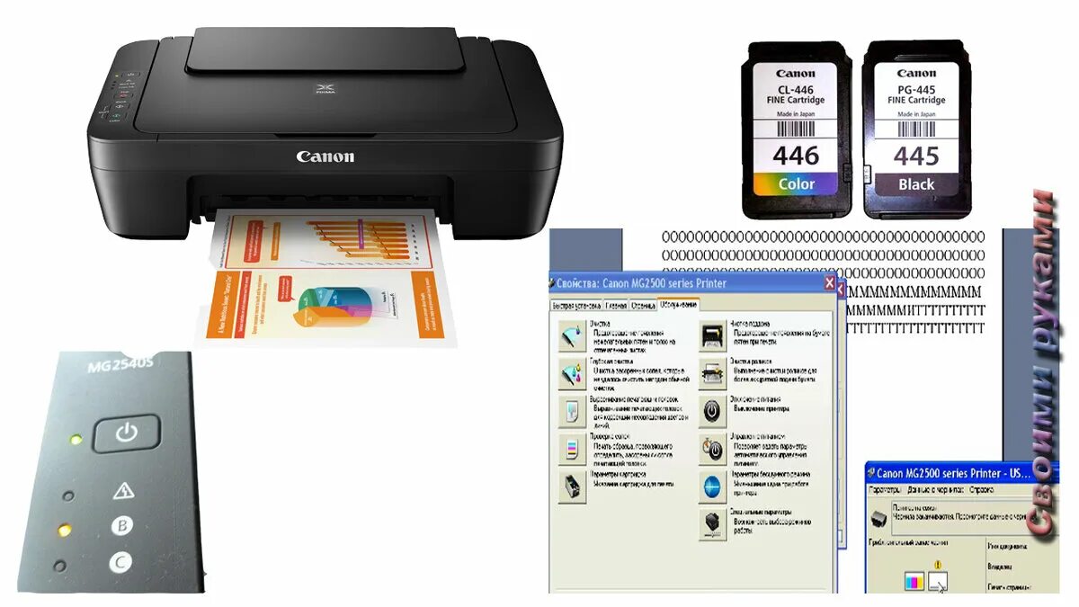 Принтер канон мг2540s как подключить к телефону Как самостоятельно заправить чернила и отключить контроль чернил принтера МФУ. Д