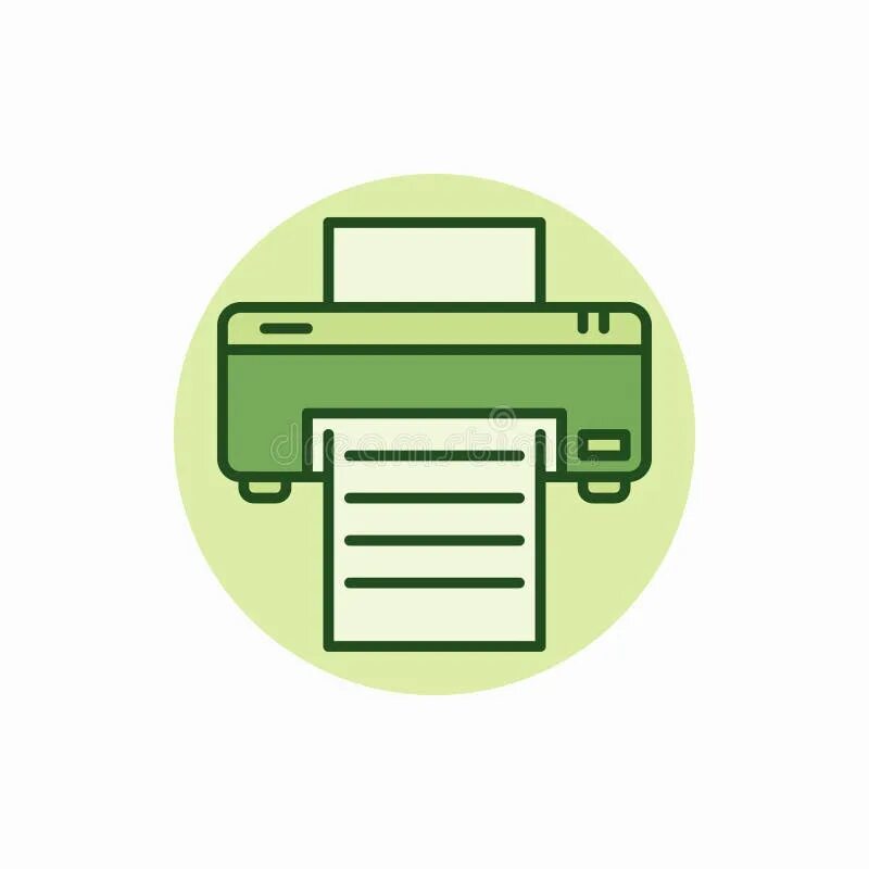 Принтер печатает фото с зеленым оттенком Printer green icon stock vector. Illustration of office - 79247369