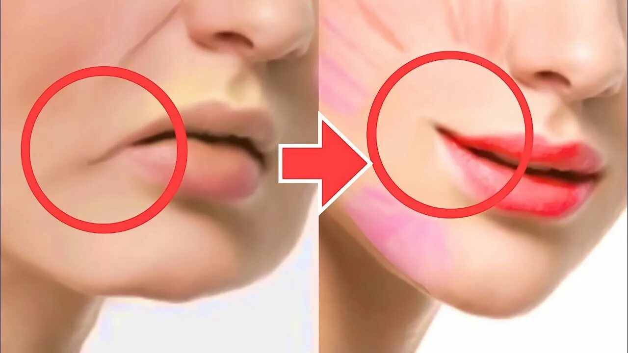 Приподнять уголки губ макияжем Lift Lip Corners, Fix Droopy Mouth Corners, Fat Around The Mouth, Sagging Cheeks