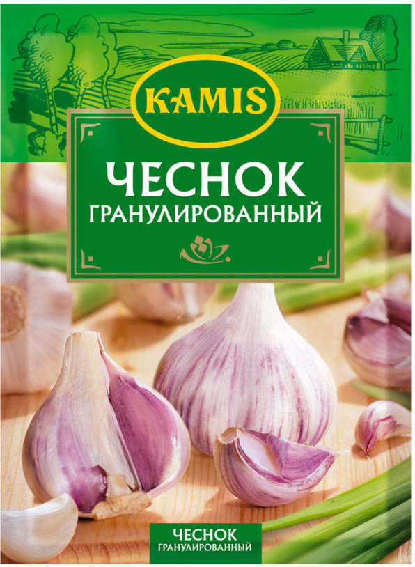 Приправа чеснок фото KAMIS Пряность Чеснок гранулированный, 25 г, пакет - купить в интернет-магазине 