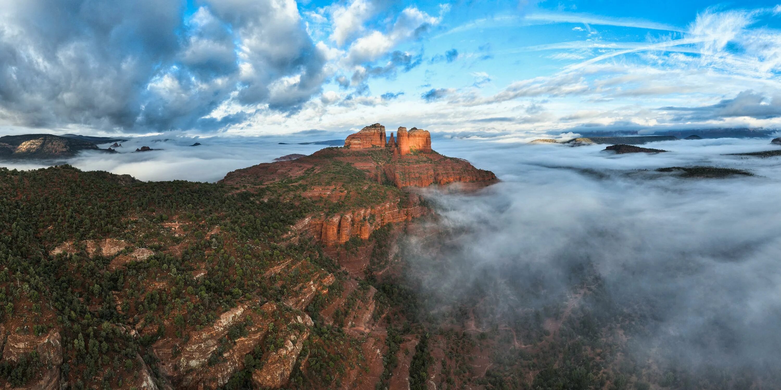 Природа америки фото Wallpaper : landscape, mist, clouds, Arizona, nature, USA, Sedona AZ, daybreak 3