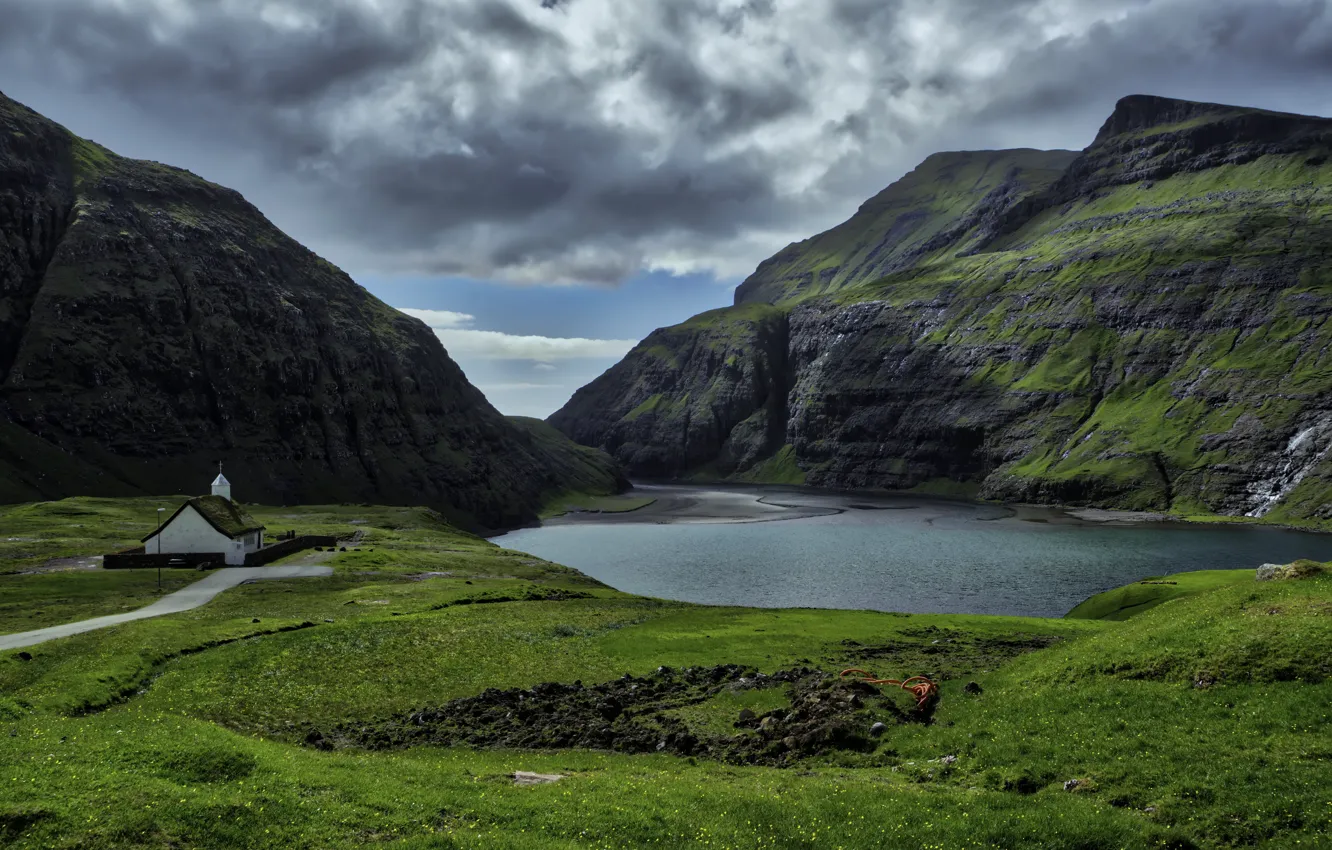 Природа дании фото Wallpaper the sky, clouds, mountains, Laguna, Faroe Islands, Faroe Islands, Saks