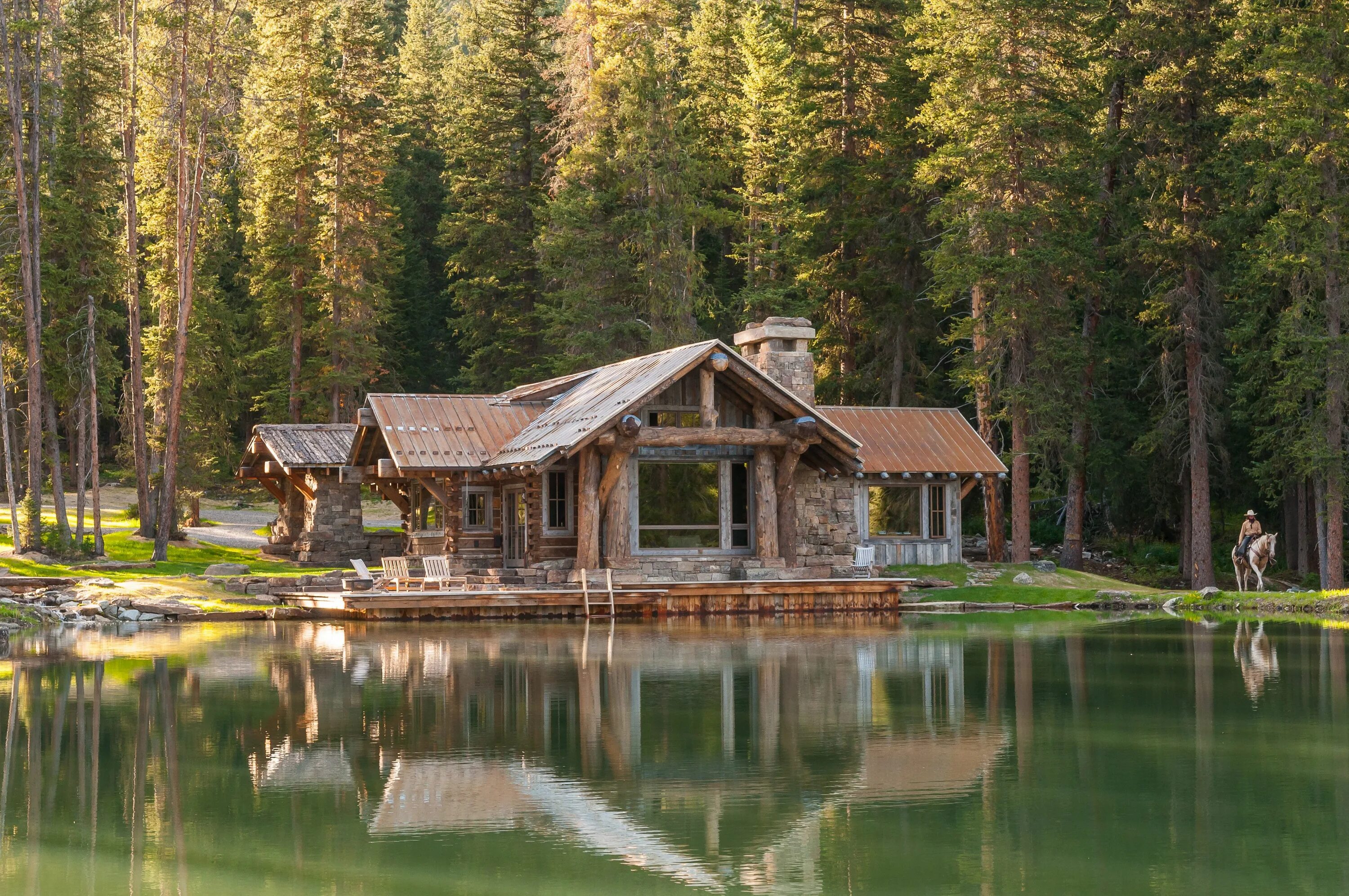 Природа домашние фото A Rustic Montana Cabin on a Private Pond is for Sale for $12 million Log homes, 