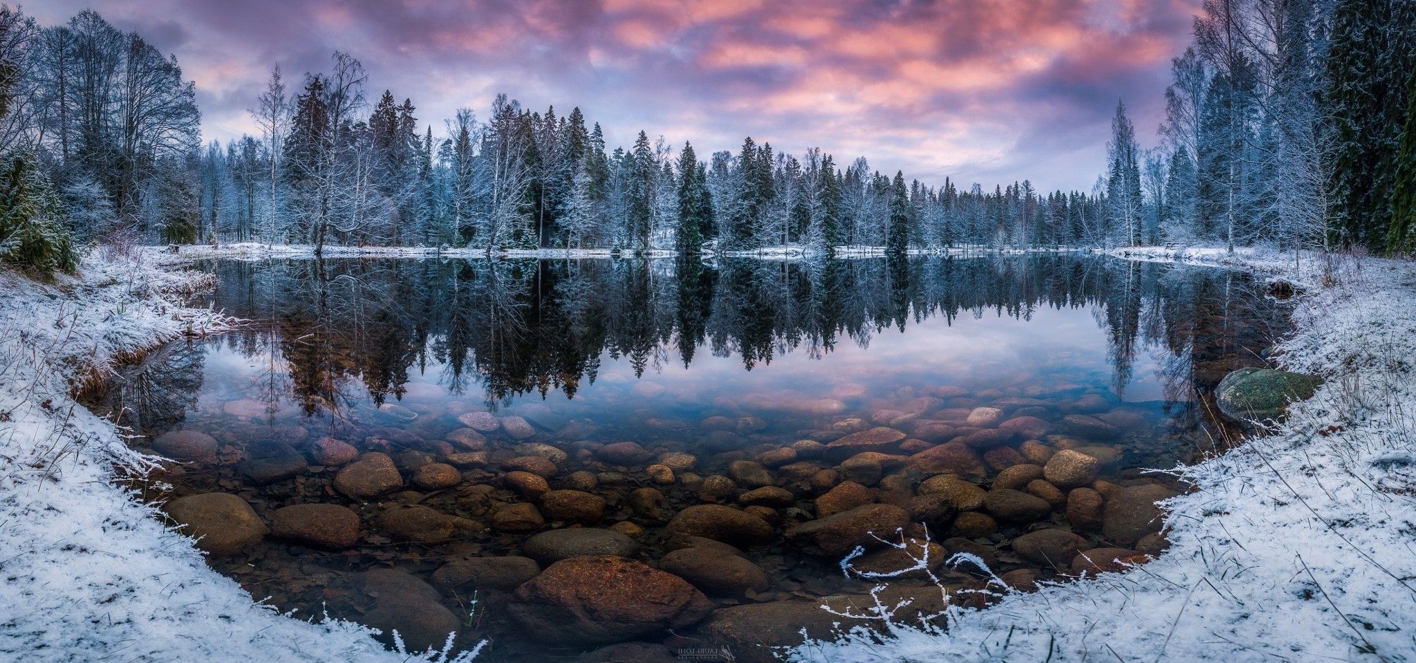 Природа финляндии фото 301437-nature-landscape-winter-sunrise-lake-forest-snow-morning-trees-Finland-co