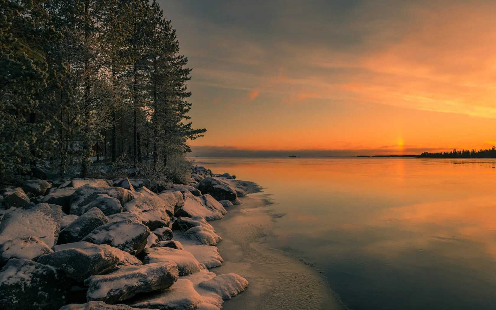 Обои для рабочего стола Финляндия Kuusamo тумане Природа лес Пейзаж Landscape, W