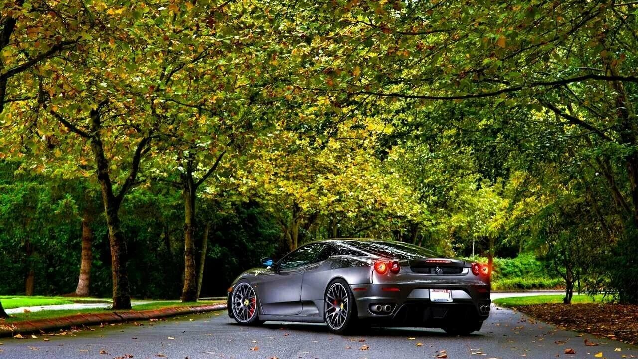 Природа фото авто Картина на холсте 60x110 Альянс Лес "Ferrari f430" на подрамнике / интерьер/ дек