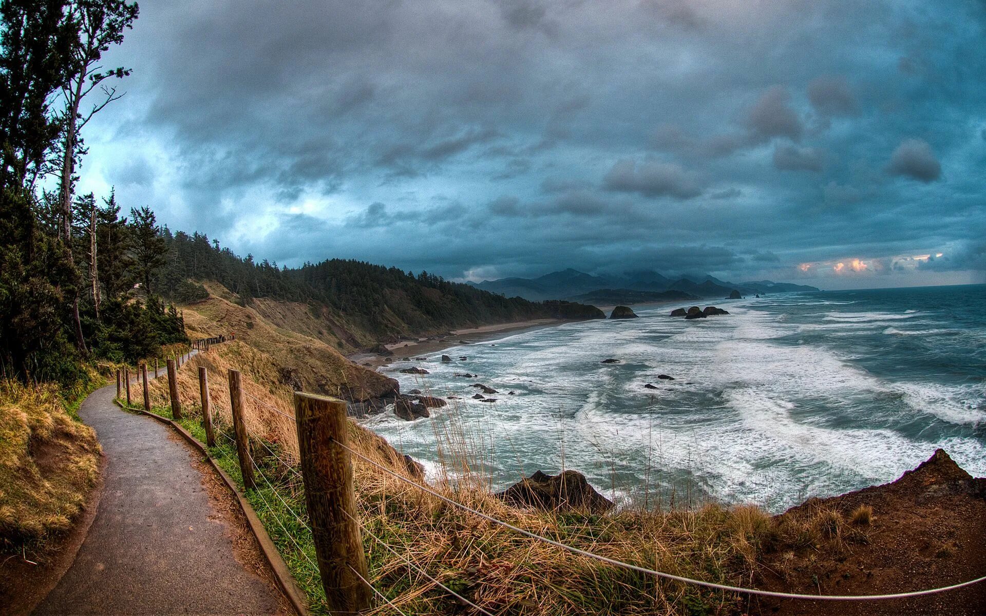 Природа фото берег Ecola State Park, Oregon 1920x1200