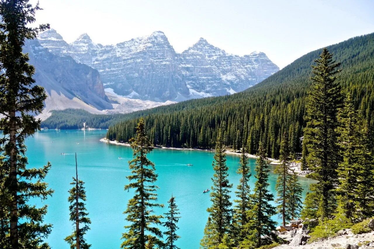 Картинки Канада Moraine Lake Alberta Горы Природа лес 3840x2160