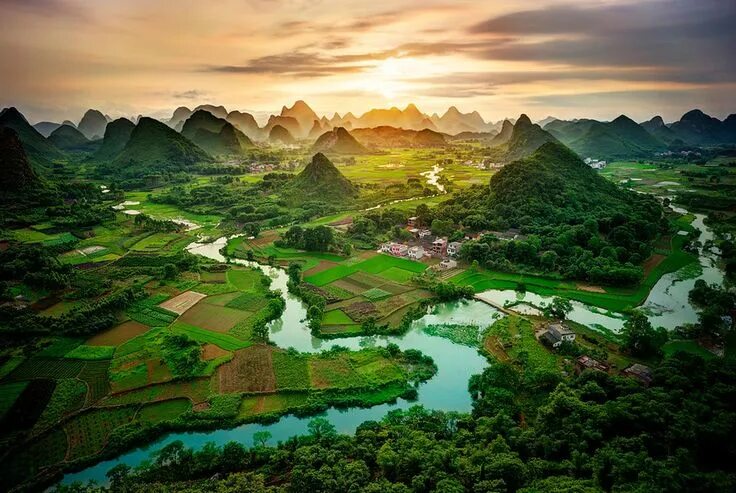 Природа китая фото Sunset In Southern China Guangxi, Nature, Earth pictures