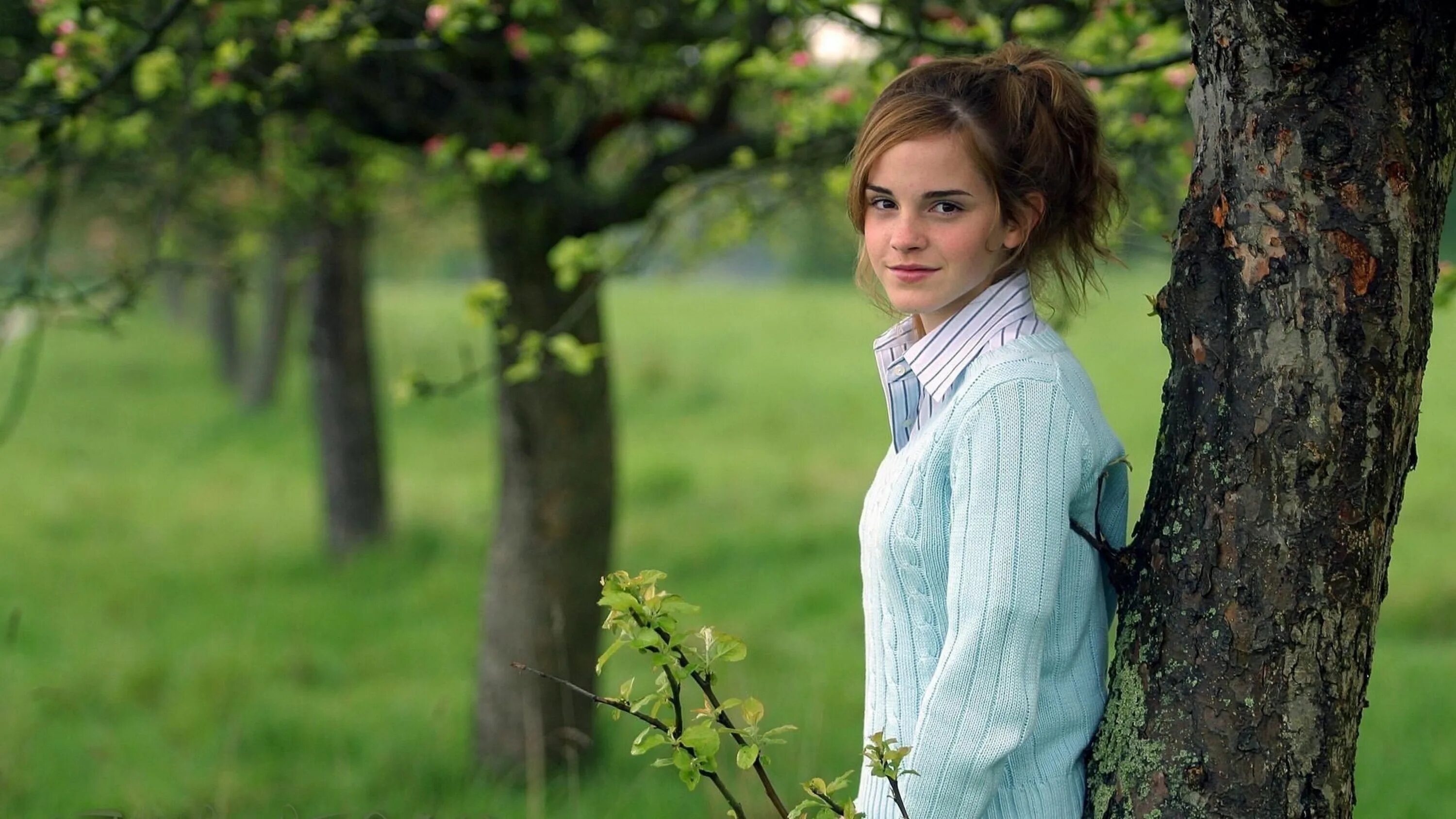 Природа школьницы фото 5120x2880 Resolution Emma Watson With Tree 5K Wallpaper - Wallpapers Den