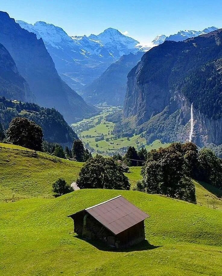 Природа швейцарии фото The view from Lauterbrunnen PC: @sennarelax ten trees are planted for every item