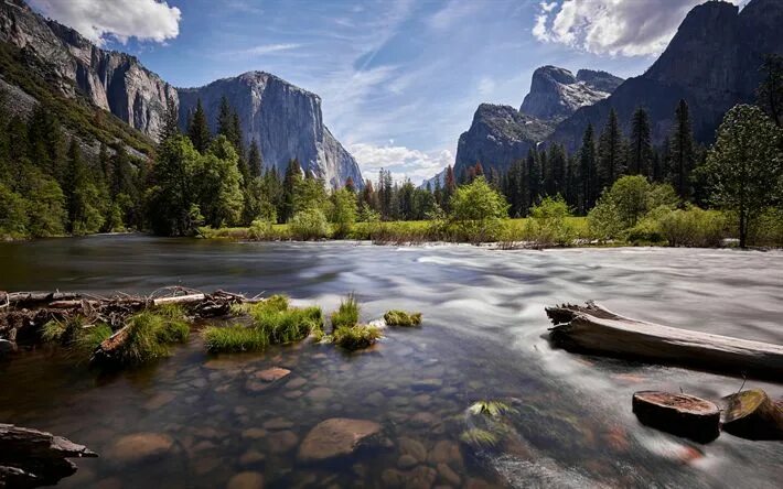 Природа сша фото Download wallpapers Yosemite National Park, America, summer, Yosemite Valley, Si