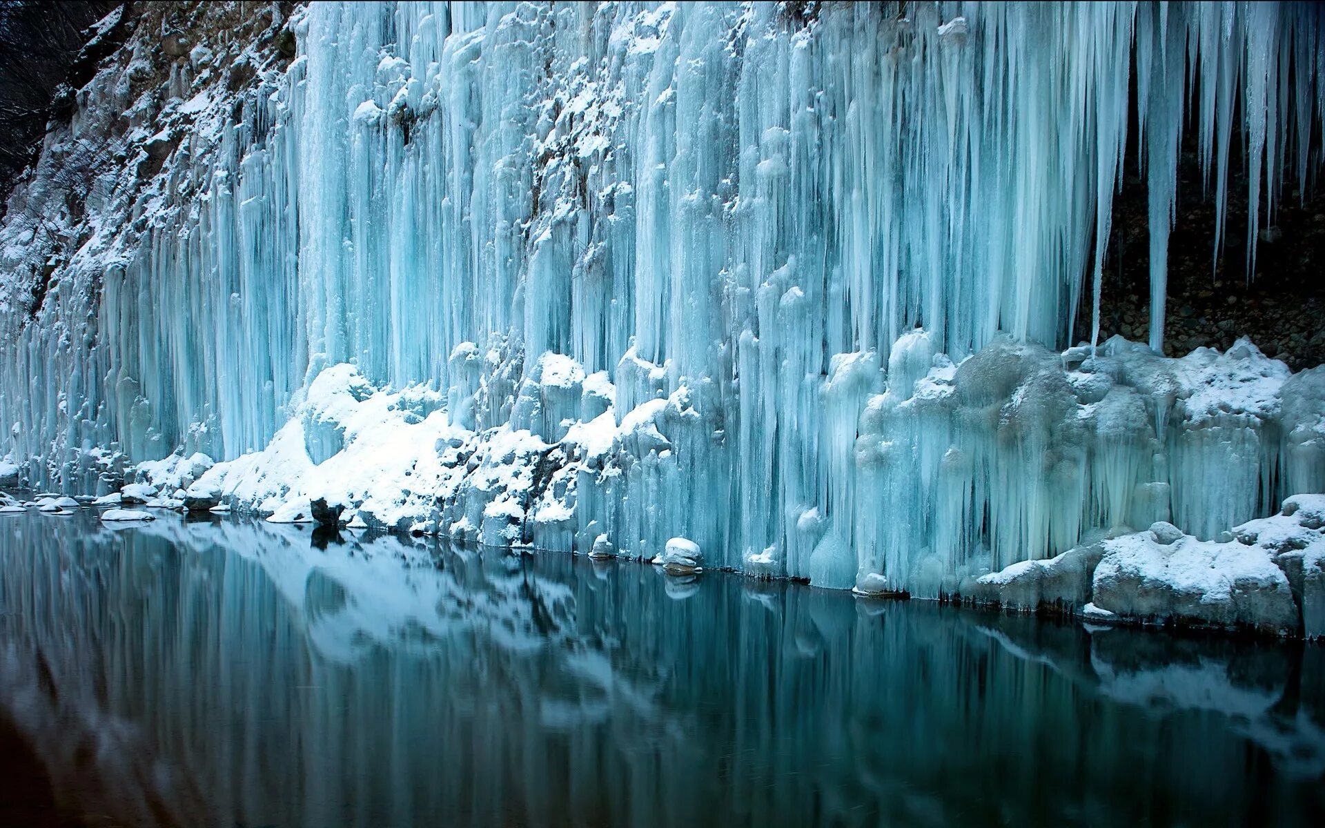 Природная вода фото Wallpaper : waterfall, reflection, snow, winter, cold, icicle, Freezing, Formati