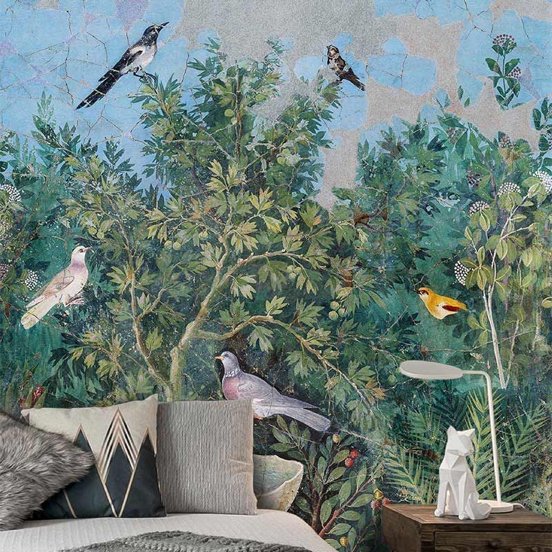 Природные мотивы в интерьере 4 класс Papier peint jardin et oiseaux, papier peint jardin luxe Muraem Painting, Wallpa