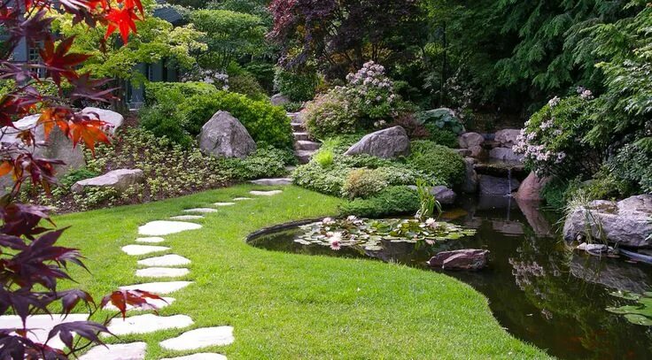 Природный дизайн фото Pin by Wonton on Backyard /pond /pool Landscape design, Japanese garden design, 