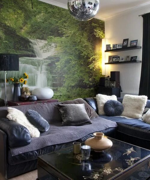 Природный интерьер в квартире nature room - Google Search Eclectic living room, Wallpaper living room, Eclecti