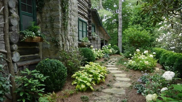 Природный стиль в ландшафтном дизайне фото Berry Edwards hydrangea walk Hosta gardens, Garden design, Shade garden