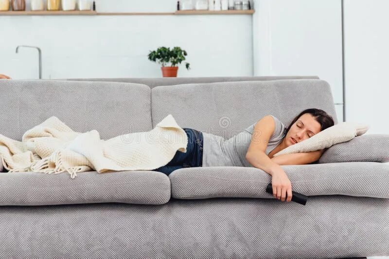 Приросла к дивану фото A Woman Sleeping on the Sofa Stock Photo - Image of close, entertainment: 136189